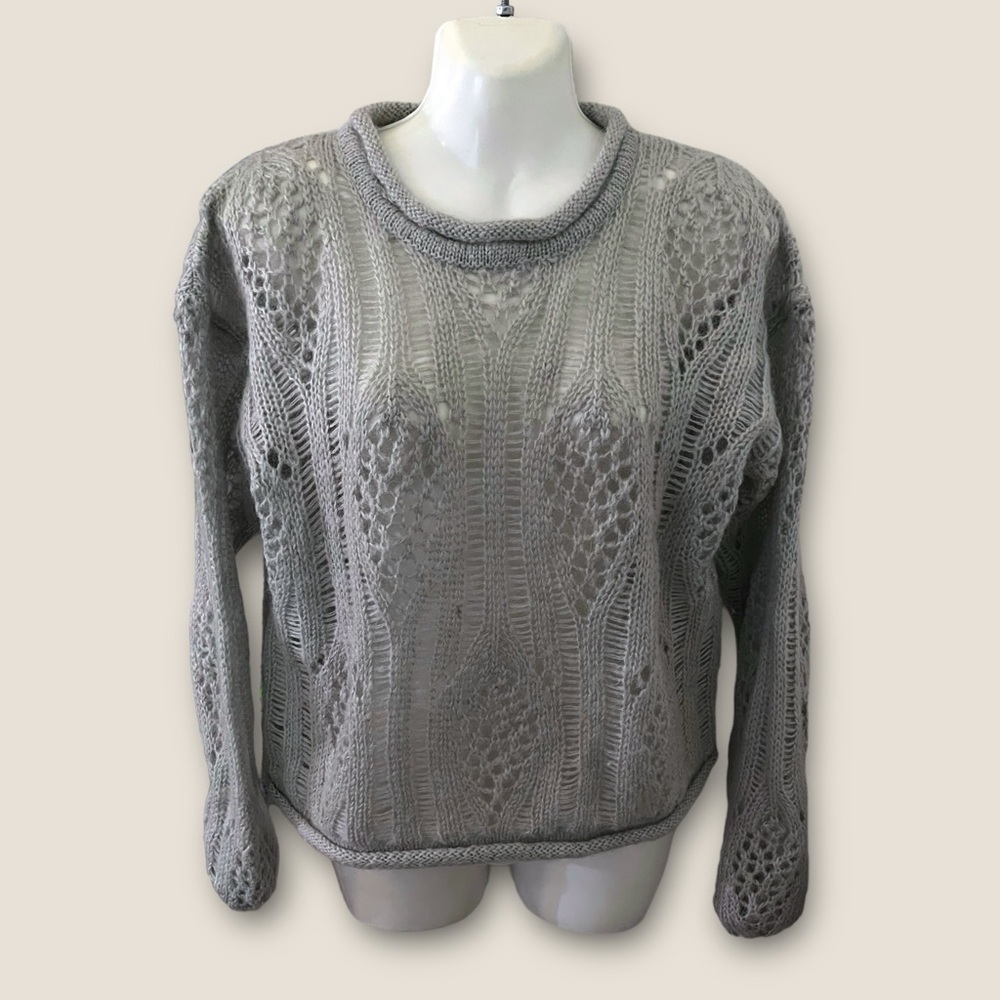 Vintage 90s The Limited Open Knit Pullover Sweater Gray M